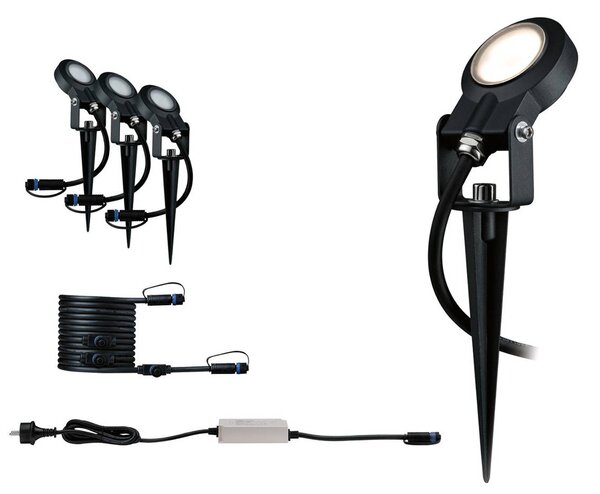 Paulmann Plug & Shine Sting 3 000K základní sada ks, stmívatelný, Černá, Hliník, Moderní