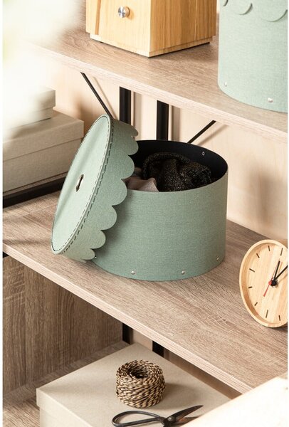 Zelenomodré kartonové úložné boxy v sadě 2 ks s víkem ø 26x17,5 cm Wilma Canvas Paper Laminate – Bigso