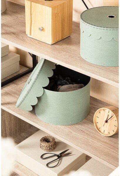 Zelenomodré kartonové úložné boxy v sadě 2 ks s víkem ø 26x17,5 cm Wilma Canvas Paper Laminate – Bigso