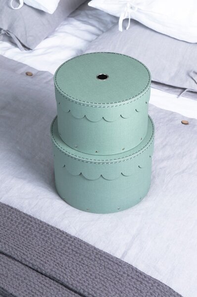 Zelenomodré kartonové úložné boxy v sadě 2 ks s víkem ø 26x17,5 cm Wilma Canvas Paper Laminate – Bigso