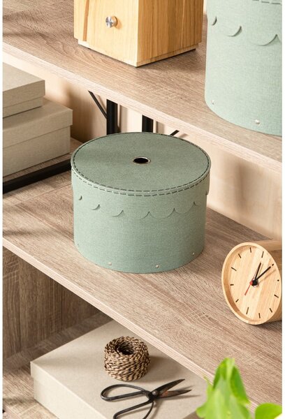 Zelenomodré kartonové úložné boxy v sadě 2 ks s víkem ø 26x17,5 cm Wilma Canvas Paper Laminate – Bigso