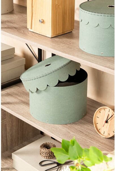 Zelenomodré kartonové úložné boxy v sadě 2 ks s víkem ø 26x17,5 cm Wilma Canvas Paper Laminate – Bigso
