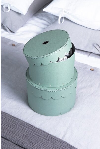 Zelenomodré kartonové úložné boxy v sadě 2 ks s víkem ø 26x17,5 cm Wilma Canvas Paper Laminate – Bigso