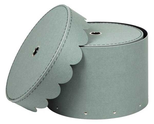 Zelenomodré kartonové úložné boxy v sadě 2 ks s víkem ø 26x17,5 cm Wilma Canvas Paper Laminate – Bigso