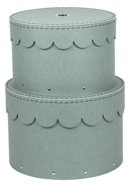 Zelenomodré kartonové úložné boxy v sadě 2 ks s víkem ø 26x17,5 cm Wilma Canvas Paper Laminate – Bigso