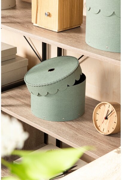 Zelenomodré kartonové úložné boxy v sadě 2 ks s víkem ø 26x17,5 cm Wilma Canvas Paper Laminate – Bigso