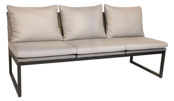 Stern 3-místná jídelní lavice Tammo, Stern, 180x75x85 cm, rám lakovaný hliník černý (black matt), výplet textilen linen grey, venkovní látka cream