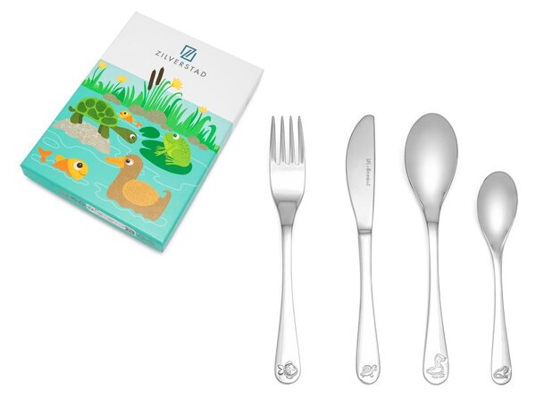 Nerezový dětský příbor ve stříbrné barvě 4 ks Water life – Zilverstad