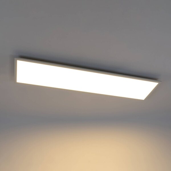 Lindby LED panel Luay, 120 x 30 cm, dálkové ovládání, stmívatelné, stmívatelný, Bílá / opál, Kuchyň, Plast, Moderní
