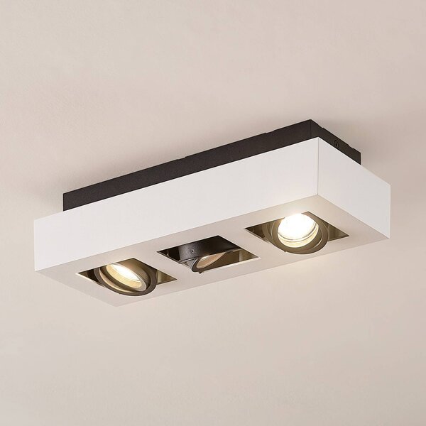 Arcchio Reflektor Vince, 36 cm, 3 světla, bílá/černá, GU10, stmívatelný, Bílá / opál, Kuchyň, Hliník, Moderní