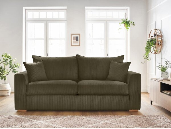 Zeleno-hnědá manšestrová rozkládací pohovka 225 cm Augustin – Bobochic Paris