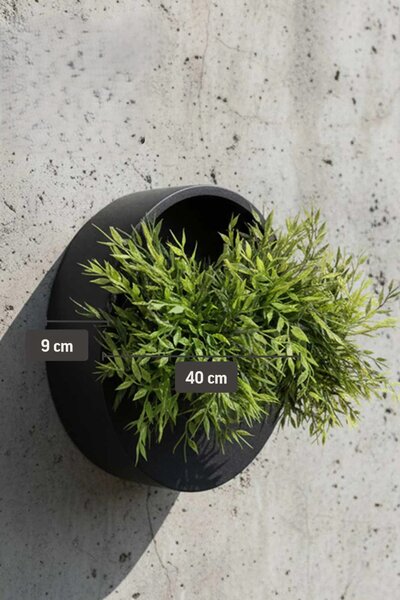 Květináč na zeď MURA, sklolaminát, Ø 40 cm, černá