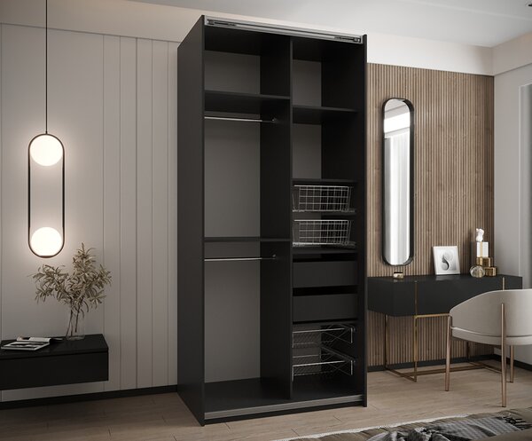 Sada 2 ks zásuvek – Černé | pro šatní skříně LUX 110–200 cm