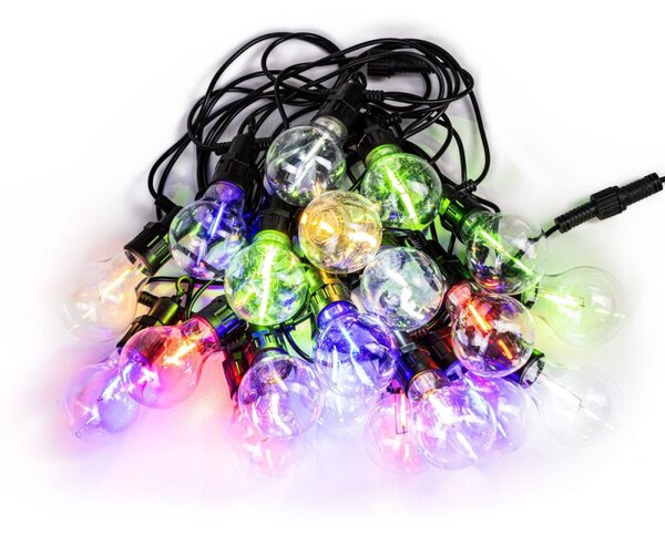 LED světelný řetěz baňky - 13m, 20LED, IP44, multicolor