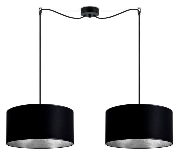 Černé dvouramenné závěsné svítidlo s vnitřkem ve stříbrné barvě Sotto Luce Mika