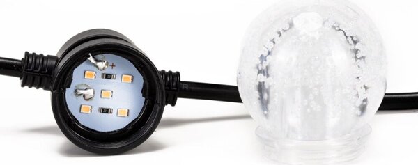 LED světelný řetěz 4,5cm koule - 10,5m 15LED 8-funkcí senzor IP44 multicolor