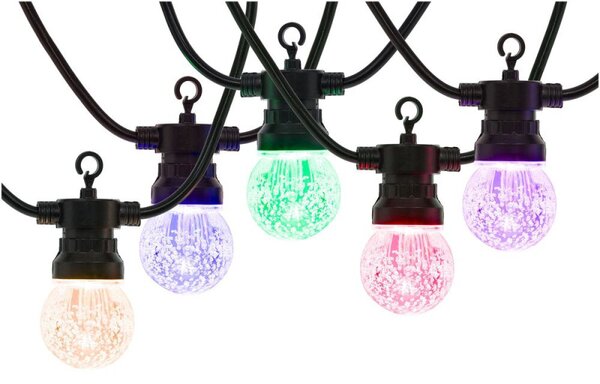 LED světelný řetěz 4,5cm koule - 10,5m 15LED 8-funkcí senzor IP44 multicolor
