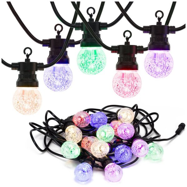 LED světelný řetěz 4,5cm koule - 10,5m 15LED 8-funkcí senzor IP44 multicolor