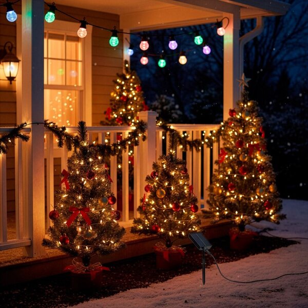 LED světelný řetěz 4,5cm koule - 10,5m 15LED 8-funkcí senzor IP44 multicolor