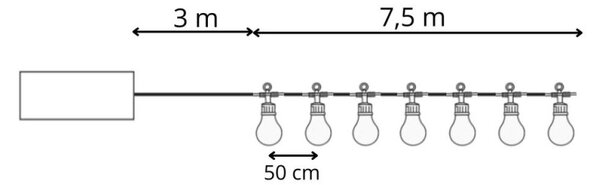 LED světelný řetěz 4,5cm koule - 10,5m 15LED 8-funkcí senzor IP44 multicolor