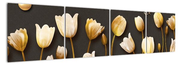 Obraz zlatých tulipánů (160x40cm)
