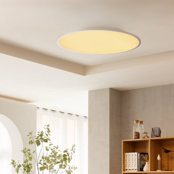 Lindby LED stropní svítidlo Narima, Ø 80 cm, stříbrná, stmívatelný, Hliník / šedá / zinek, Kuchyň, Plast, Moderní