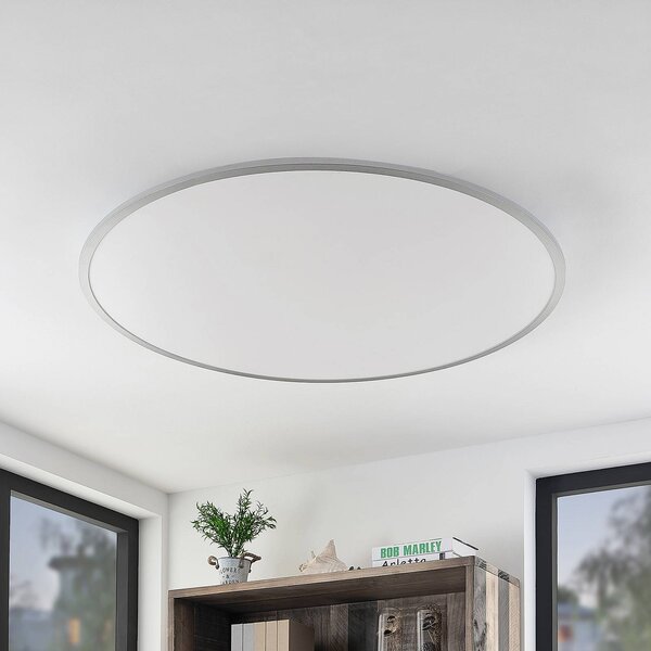 Lindby LED stropní svítidlo Narima, 4 000 K, Ø 100 cm, stříbrná, Hliník / šedá / zinek, Kuchyň, Plast, Moderní