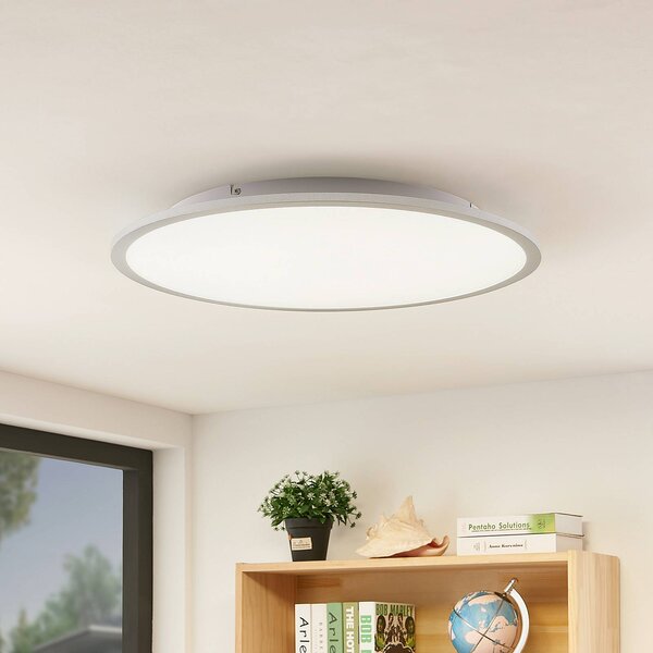 Lindby LED stropní svítidlo Narima, 4 000 K, Ø 60 cm, stříbrná, Hliník / šedá / zinek, Kuchyň, Plast, Moderní