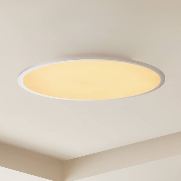 Lindby LED stropní svítidlo Narima, Ø 60 cm, stříbrná, stmívatelný, Hliník / šedá / zinek, Kuchyň, Plast, Moderní