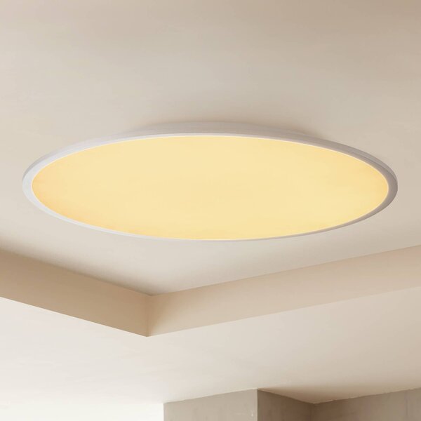 Lindby LED stropní svítidlo Narima, Ø 80 cm, stříbrná, stmívatelný, Hliník / šedá / zinek, Kuchyň, Plast, Moderní