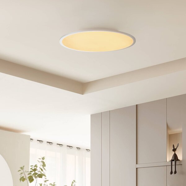 Lindby LED stropní svítidlo Narima, Ø 60 cm, stříbrná, stmívatelný, Hliník / šedá / zinek, Kuchyň, Plast, Moderní
