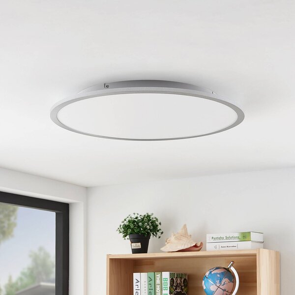 Lindby LED stropní svítidlo Narima, 4 000 K, Ø 60 cm, stříbrná, Hliník / šedá / zinek, Kuchyň, Plast, Moderní