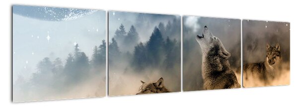 Obraz - vyjící vlci (160x40cm)