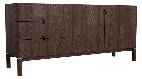 Tmavě hnědá nízká komoda v dekoru dubu 160x73 cm Arun – Unique Furniture