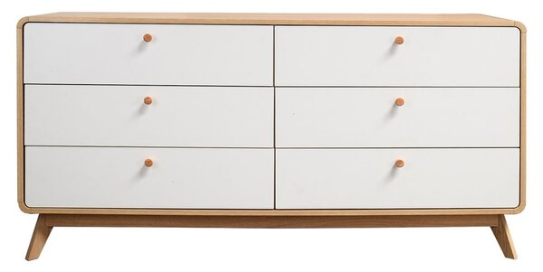 Nízká komoda v dekoru dubu v bílo-přírodní barvě 150x74 cm Caitlin – Støraa