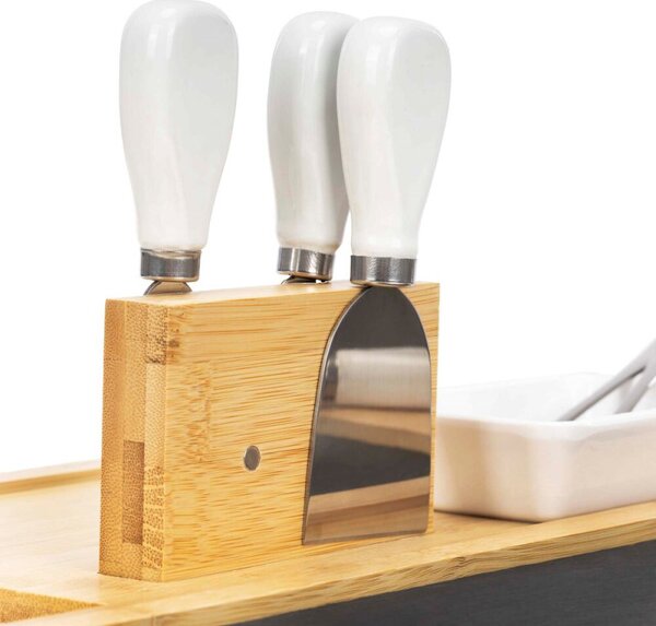 Servírovací prkénko s kamennou deskou 30x40cm SPRINGOS KI0166 přírodní