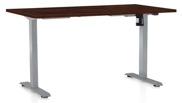 Výškově nastavitelný stůl OfficeTech A, 120 x 80 cm, šedá podnož, wenge