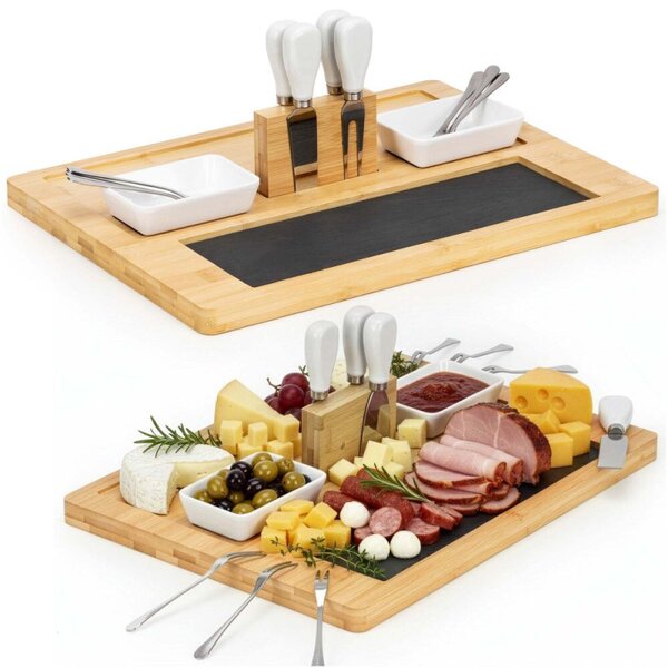 Servírovací prkénko s kamennou deskou 30x40cm SPRINGOS KI0166 přírodní