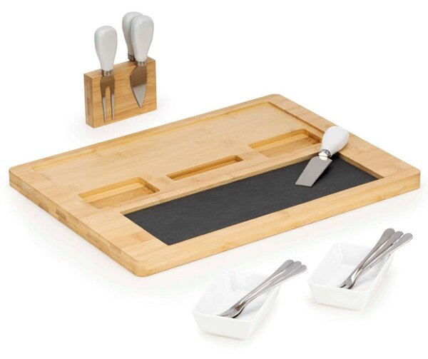 Servírovací prkénko s kamennou deskou 30x40cm SPRINGOS KI0166 přírodní