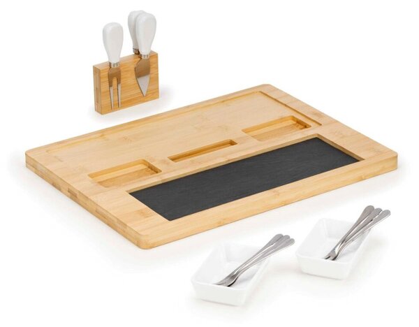 Servírovací prkénko s kamennou deskou 30x40cm SPRINGOS KI0166 přírodní