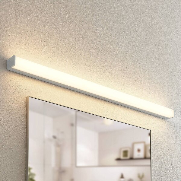 Lindby Koupelnové svítidlo Klea LED, 120 cm, chrom, kov, IP44, Chrom / stříbro, Koupelna, Hliník, Moderní