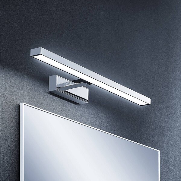 Lindby LED zrcadlové světlo Jukka, 60 cm, chrom, kov, IP44, Chrom / stříbro, Koupelna, Hliník, Moderní