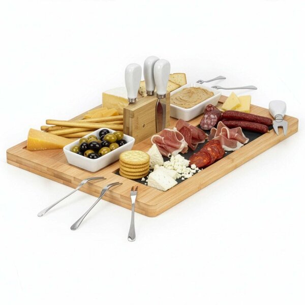 Servírovací prkénko s kamennou deskou 30x40cm SPRINGOS KI0166 přírodní