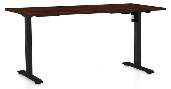 Výškově nastavitelný stůl OfficeTech A, 160 x 80 cm, černá podnož, wenge