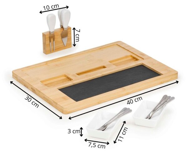 Servírovací prkénko s kamennou deskou 30x40cm SPRINGOS KI0166 přírodní