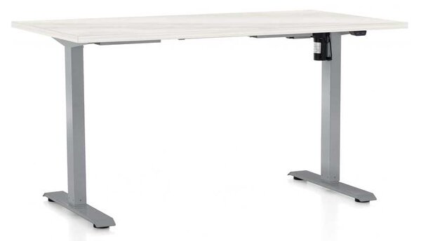 Výškově nastavitelný stůl OfficeTech A, 120 x 80 cm, šedá podnož, bílý jasan