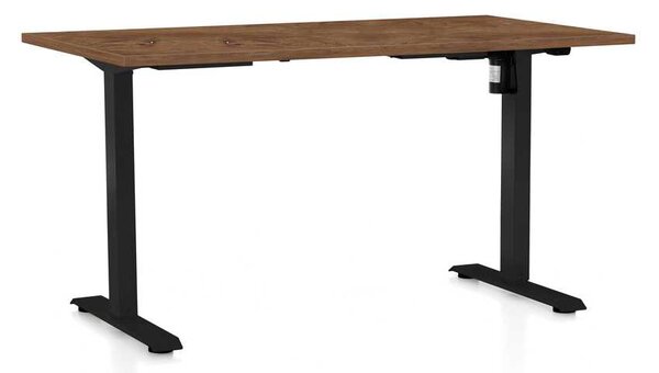 Výškově nastavitelný stůl OfficeTech A, 120 x 80 cm, černá podnož, dub silverjack