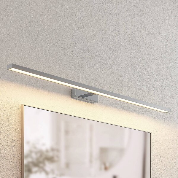 Lindby LED zrcadlové světlo Jukka, 120 cm, chrom, kov, IP44, Chrom / stříbro, Koupelna, Hliník, Moderní