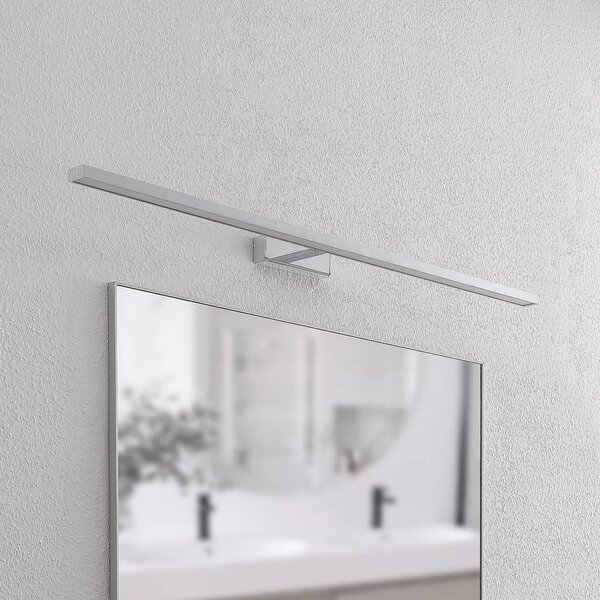 Lindby LED zrcadlové světlo Jukka, 120 cm, chrom, kov, IP44, Chrom / stříbro, Koupelna, Hliník, Moderní