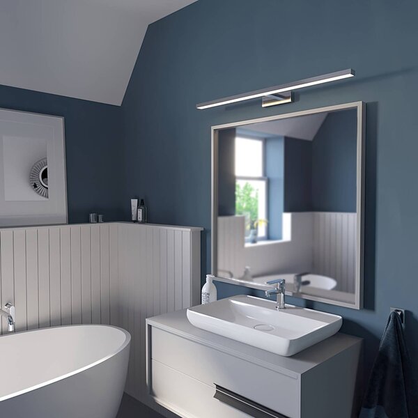 Lindby LED zrcadlové světlo Jukka, 90 cm, chrom, kov, IP44, Chrom / stříbro, Koupelna, Hliník, Moderní
